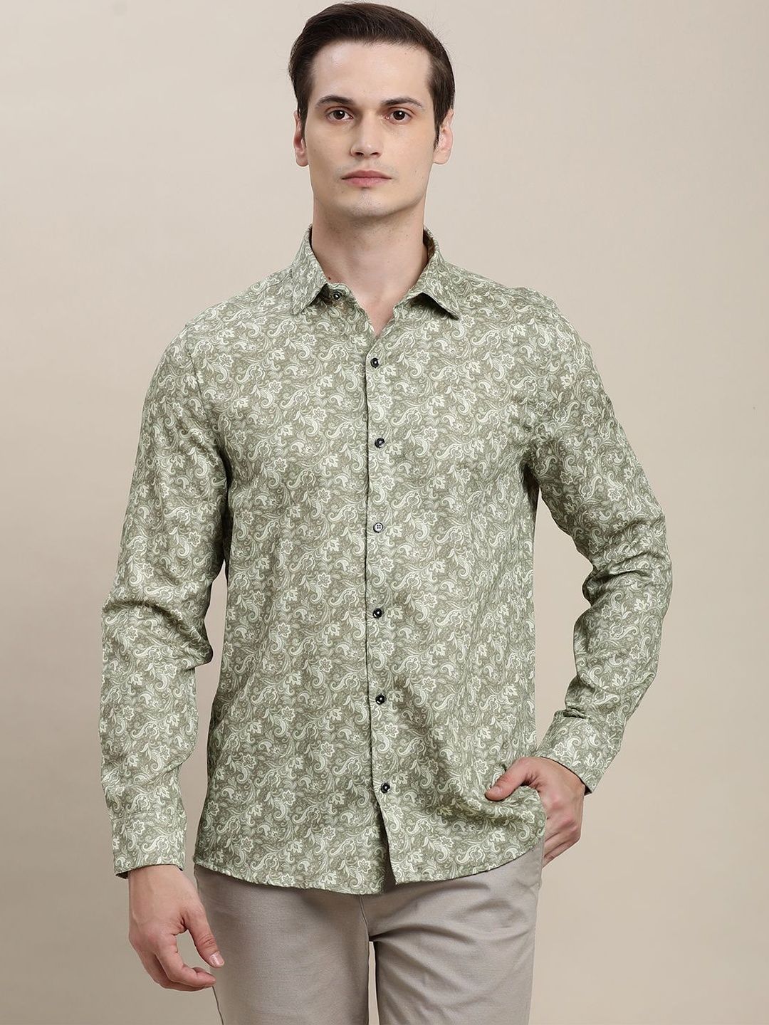 Turtle Men Classic Slim Fit Printed Casual Shirt