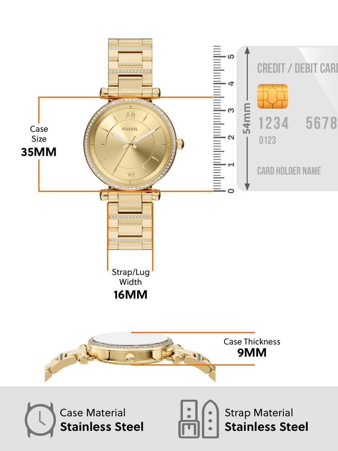 Dial & Stainless Steel Bracelet Style Straps Analogue Date Aperture Watch ES5465