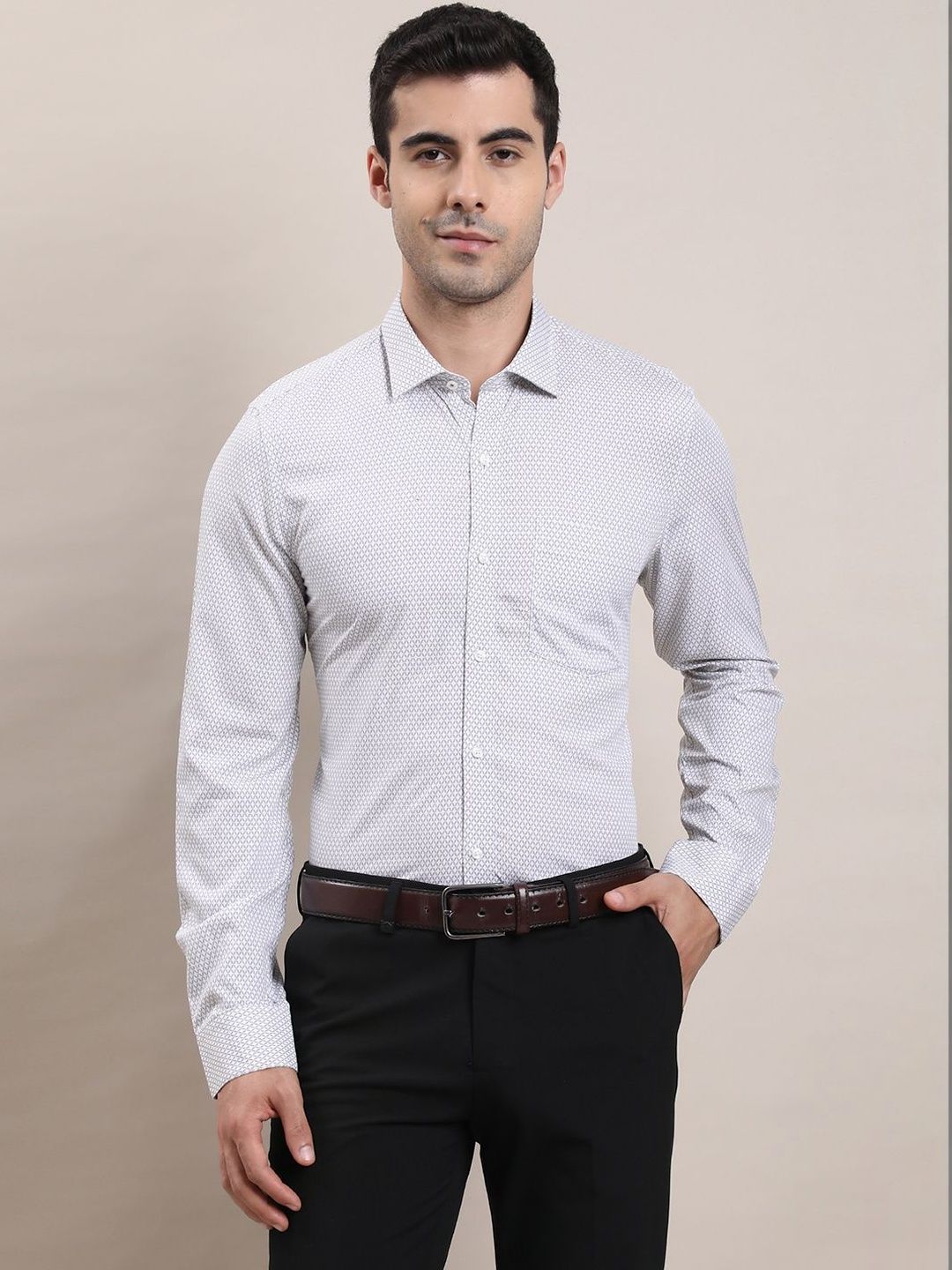 Turtle Men Standard Slim Fit Printed Formal Shirt