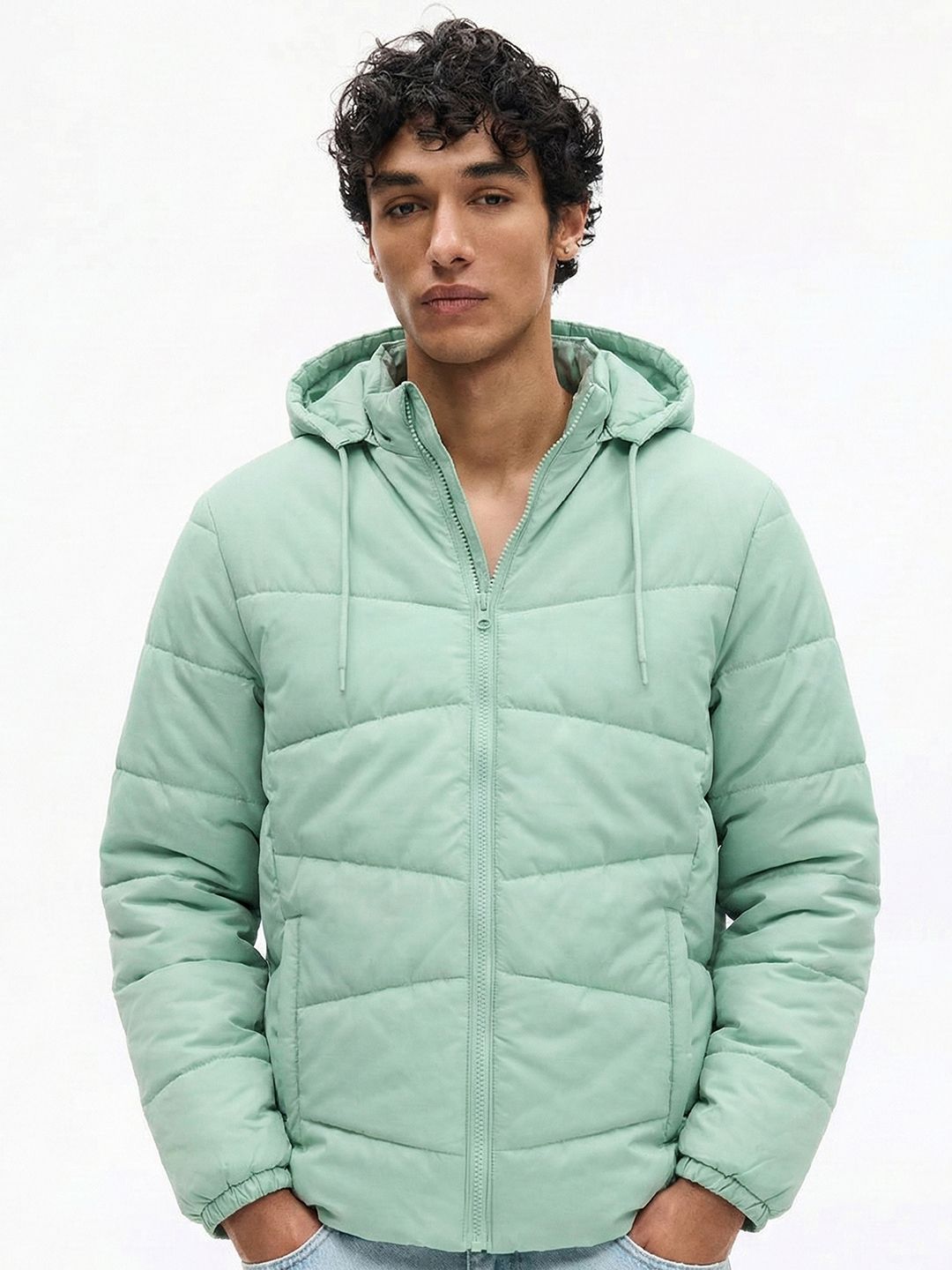 HIGHLANDER Men Sea Green Padded Jacket