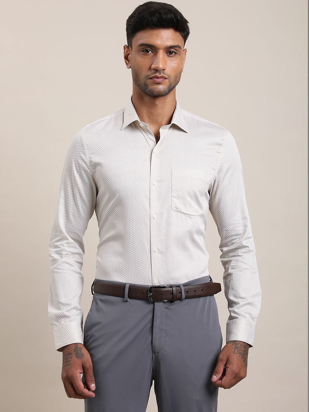 Turtle Men Standard Slim Fit Printed Formal Shirt
