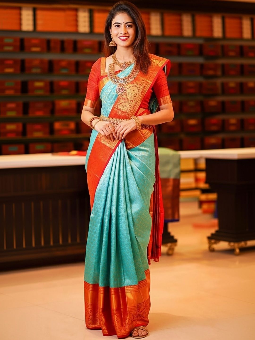 Dhaaga Ghar Dhaaga Ghar Ethnic Motifs Zari Silk Blend Banarasi Saree