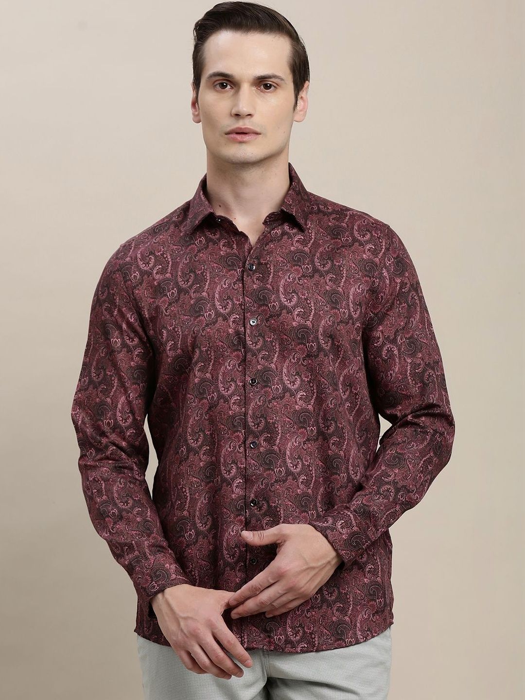 Turtle Men Classic Slim Fit Printed Casual Shirt