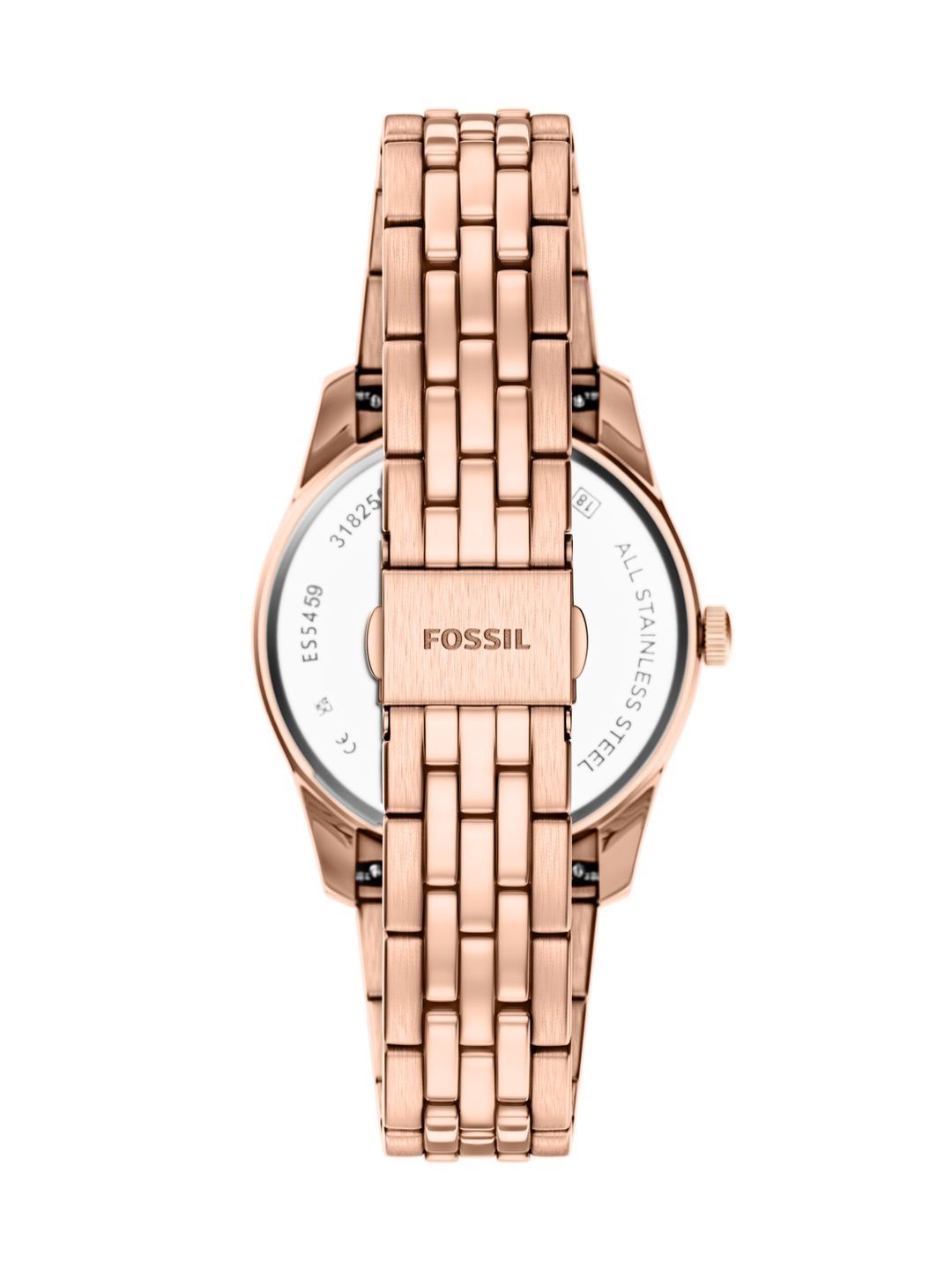 Embellished Dial & Stainless Steel Bracelet Style Straps Analogue Date Aperture Watch ES5459