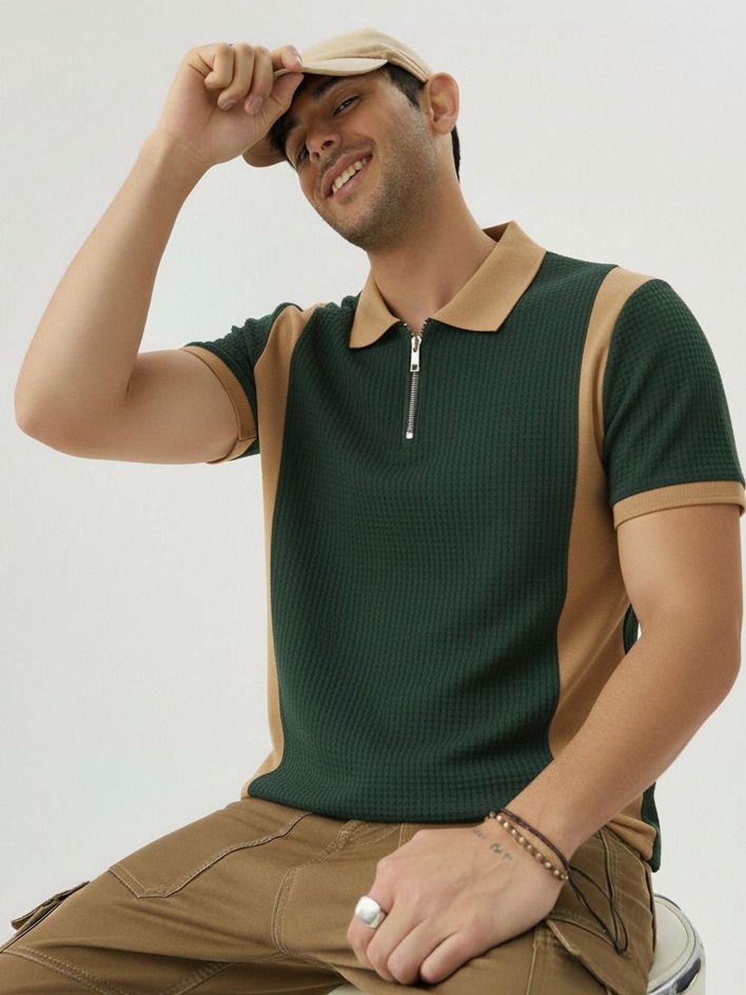 Mobox Men Colourblocked Polo Collar T-shirt