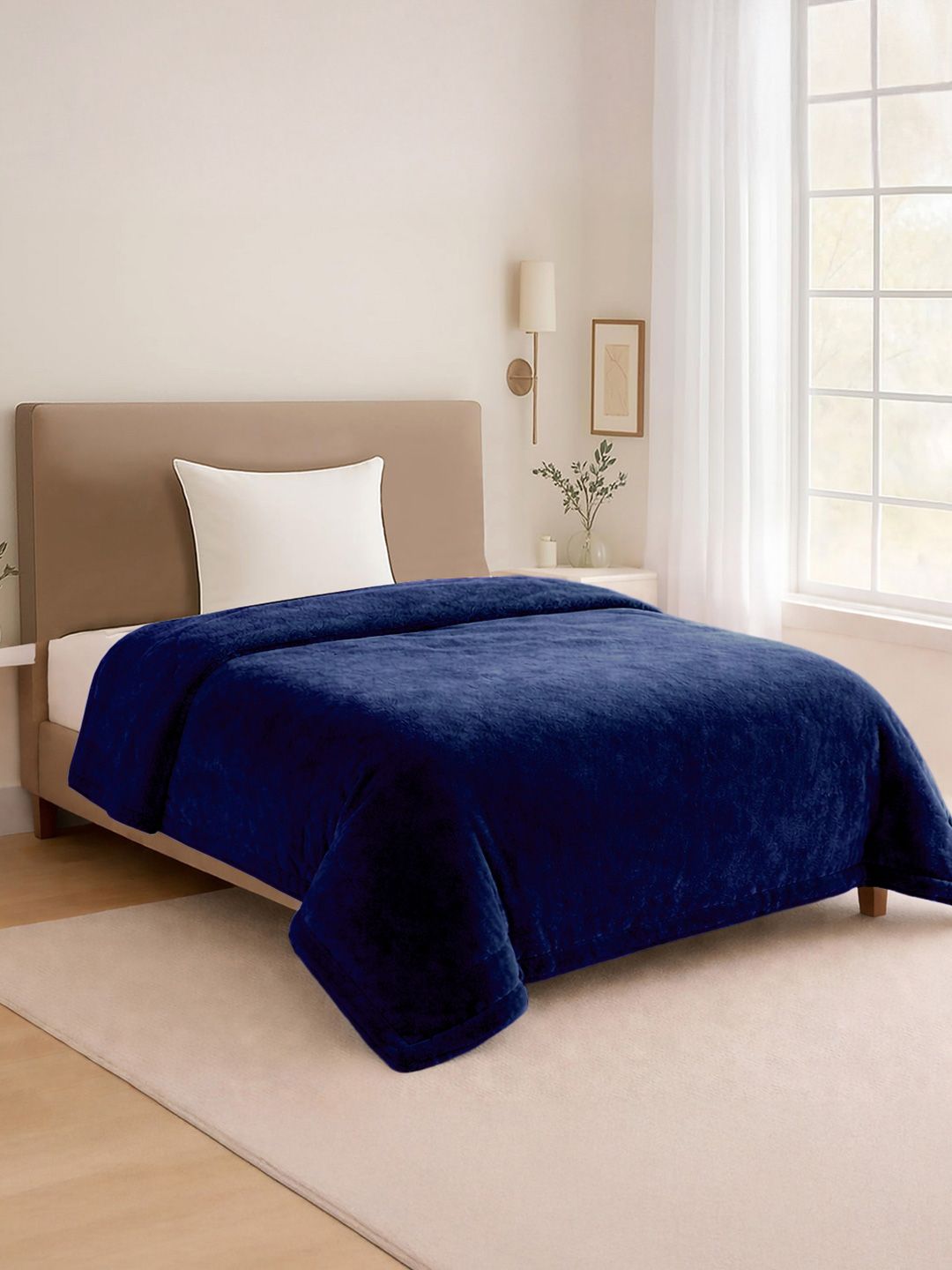 Cortina Cortina Navy Blue 350 GSM Solid Single AC Blanket