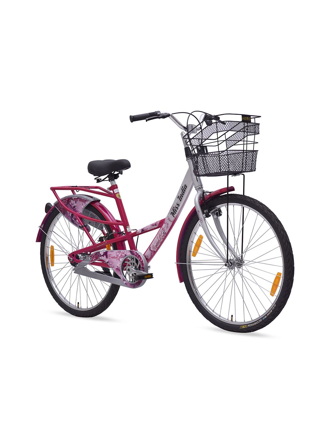 Hero Hero Emerald Single Speed 26T Rigid Suspension Steel Silver-Pink Women Cycle