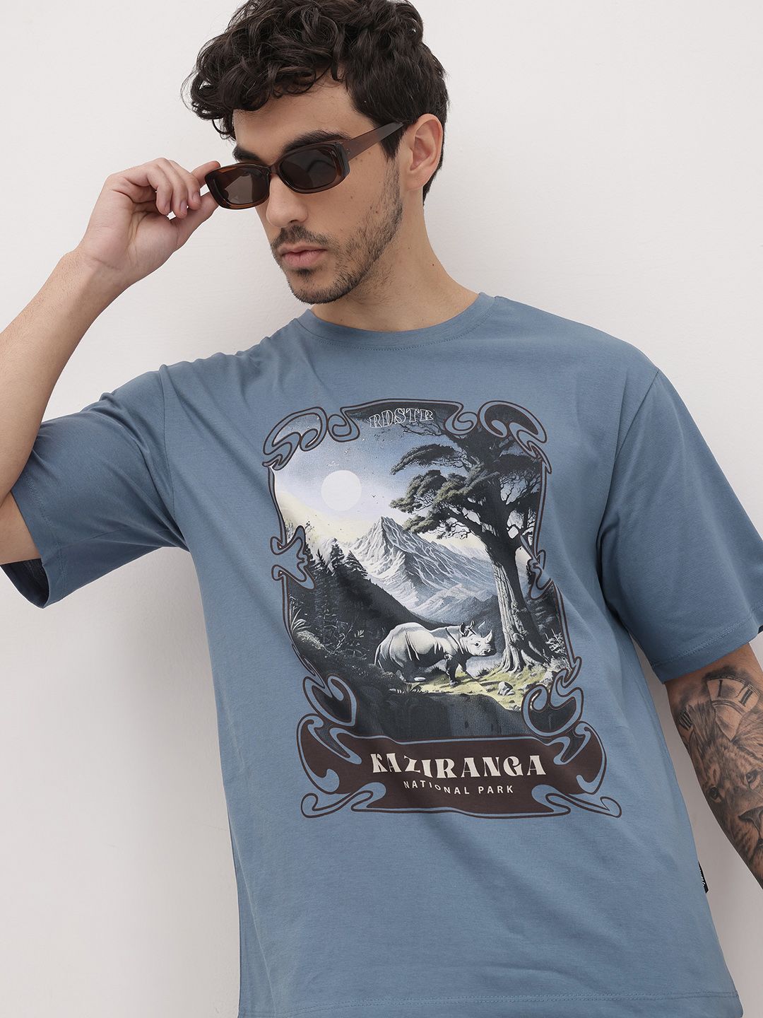The Roadster Life Co. Graphic Printed Pure Cotton T-shirt