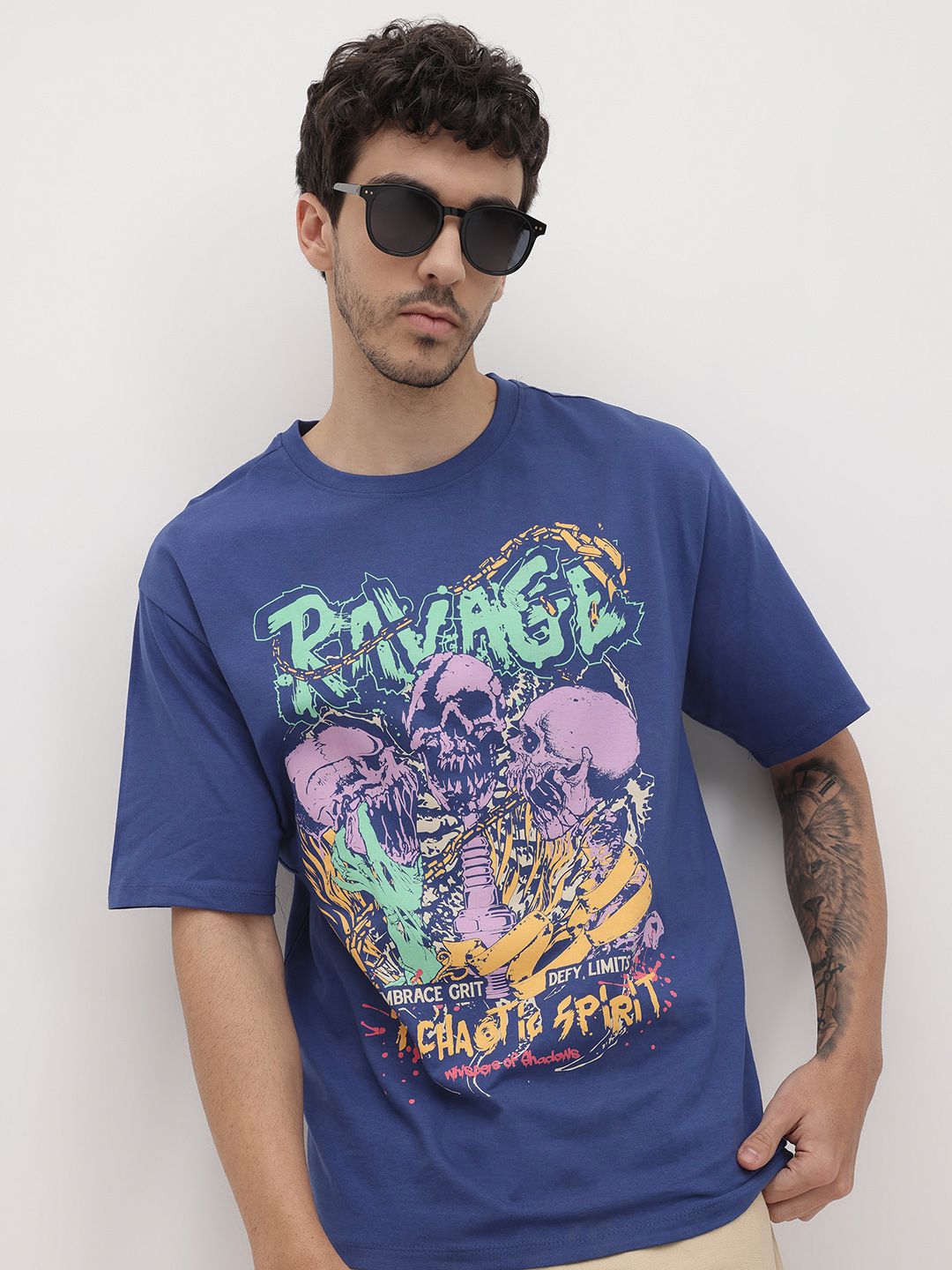 The Roadster Life Co. Graphic Printed Pure Cotton Relaxed Fit T-shirt