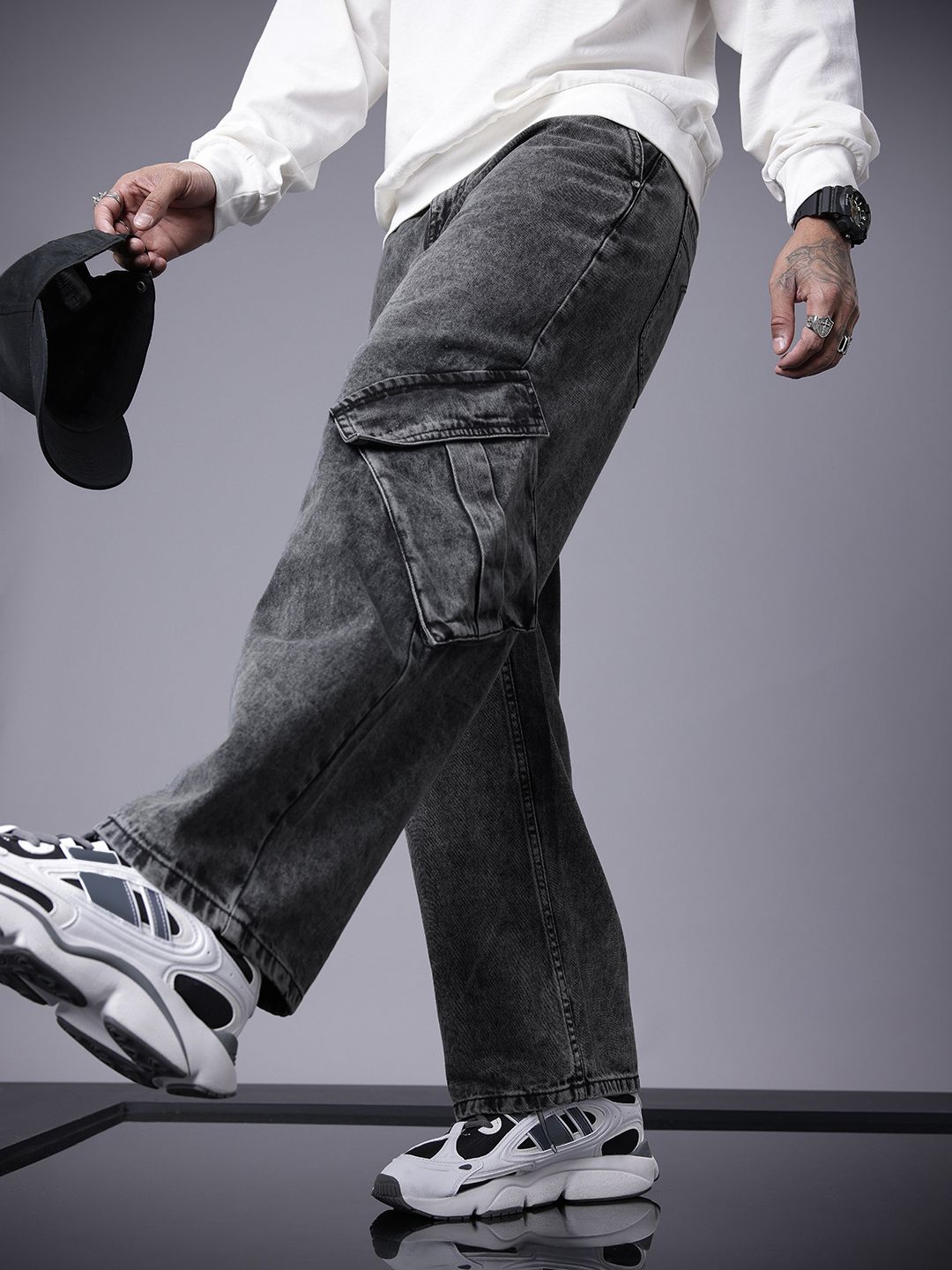 SOKO STREET Men Relaxed Fit Cargo Style Non-Stretchable Pure Cotton Jeans