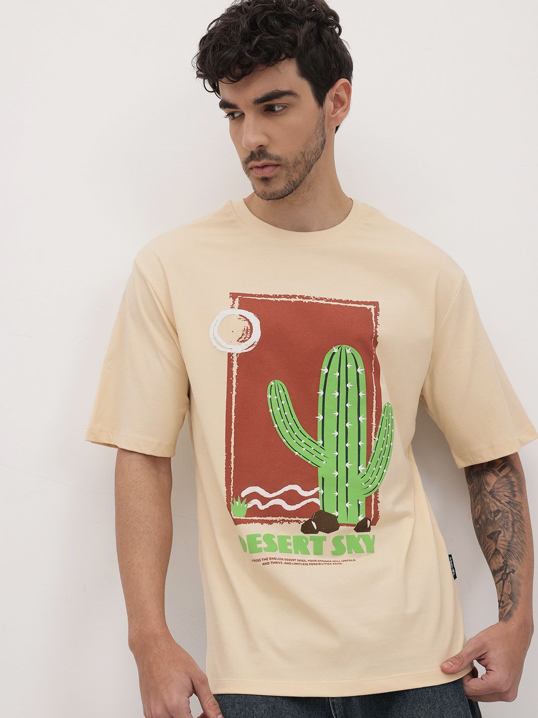 The Roadster Life Co. Graphic Printed Pure Cotton T-shirt