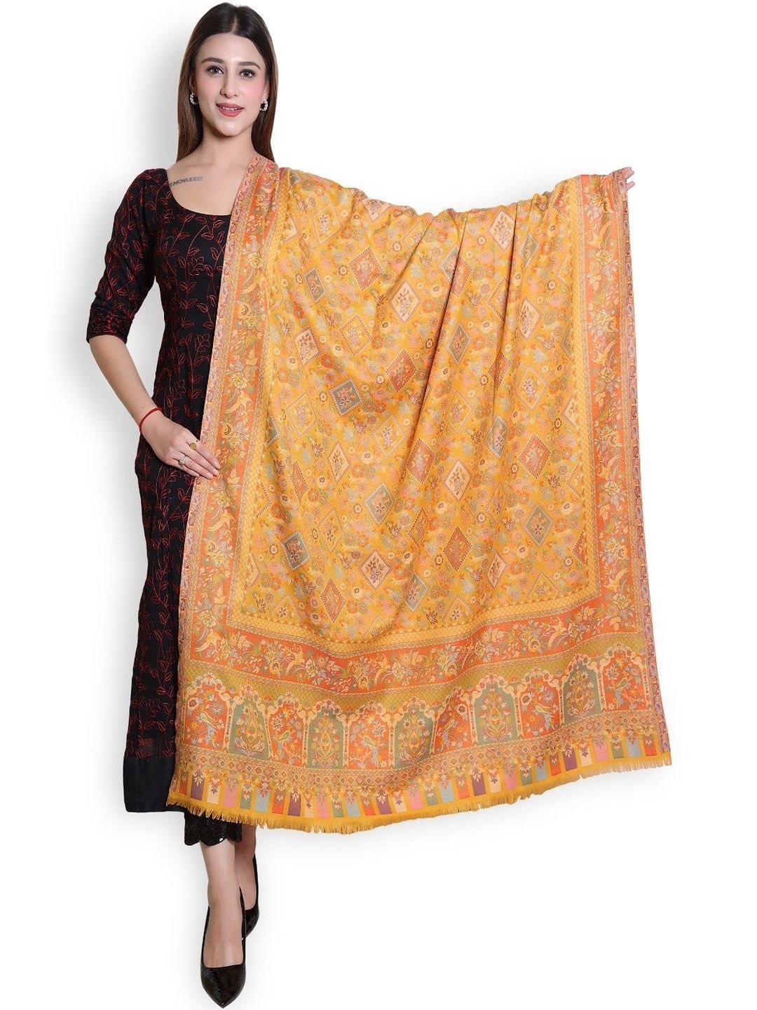 KANIDAR Women Geometric Woven Design Shawl