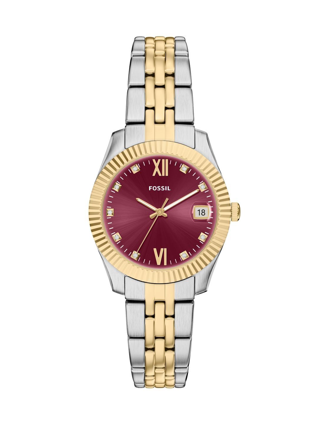 Dial & Stainless Steel Bracelet Style Straps Analogue Date Aperture Watch ES5461