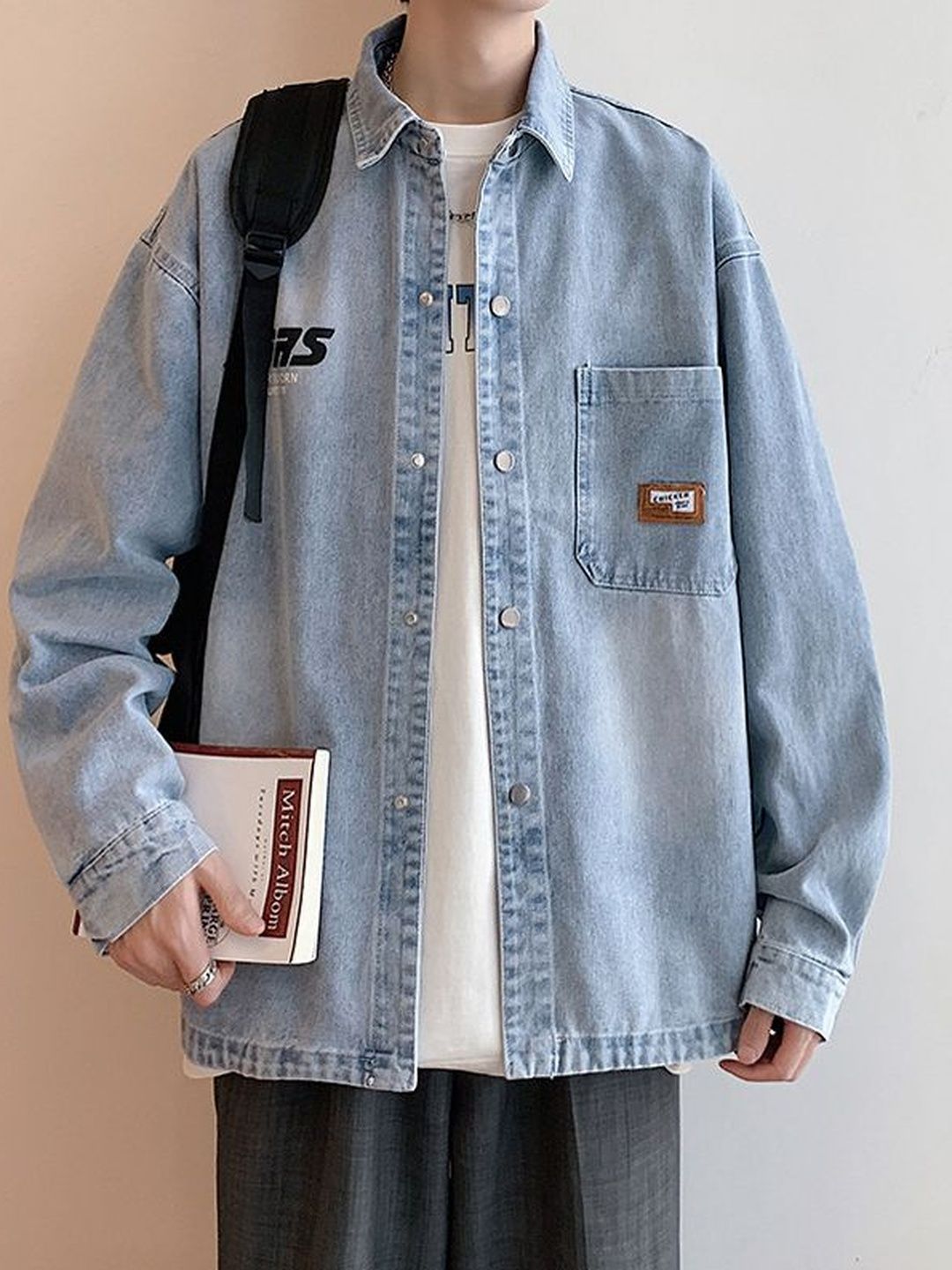 Suo Men Windcheater Longline Outdoor Denim Jacket