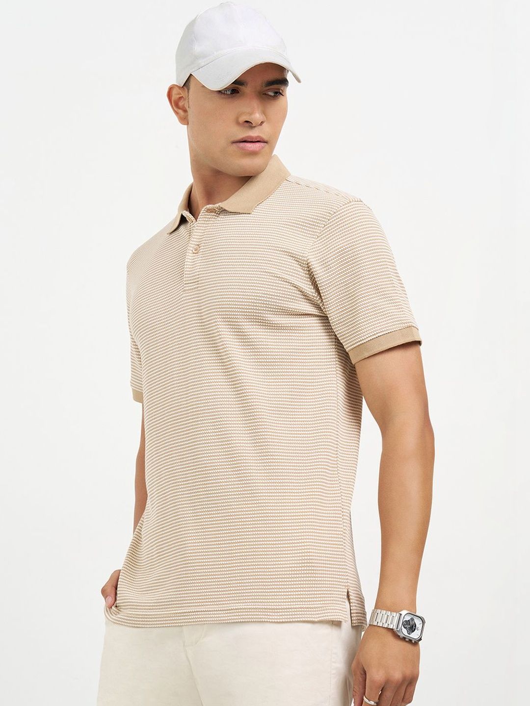 Peregrine by Pantaloons Men Printed Polo Collar Slim Fit T-shirt
