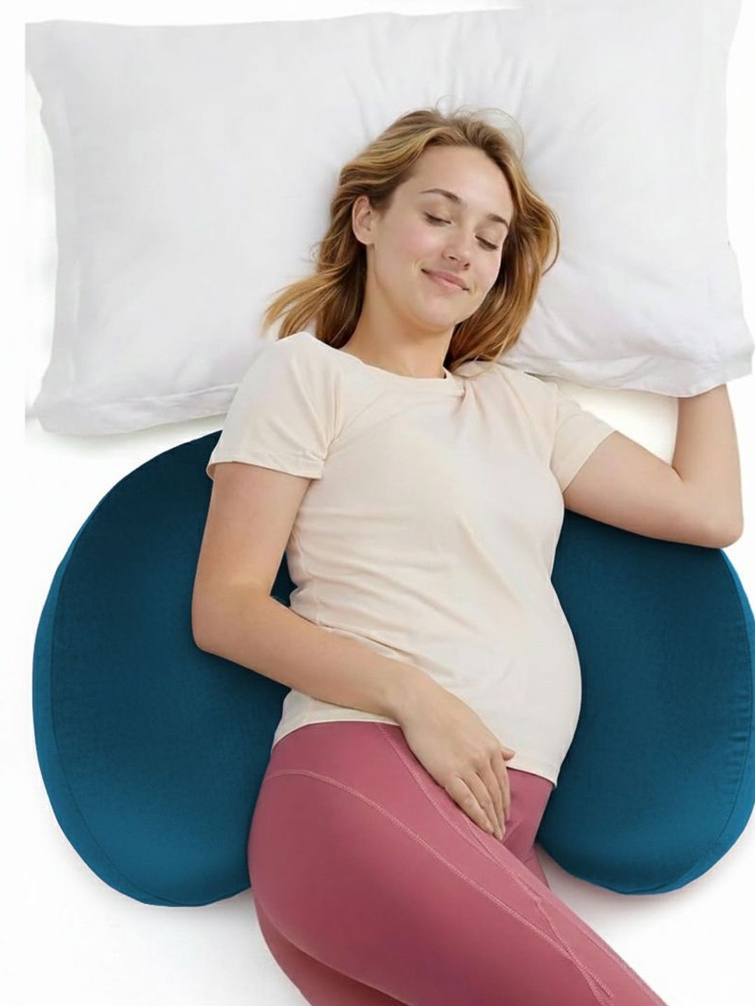 DADDY COOL Turquoise Blue Set of 2 Faux Velvet Lightweight Maternity Pillow