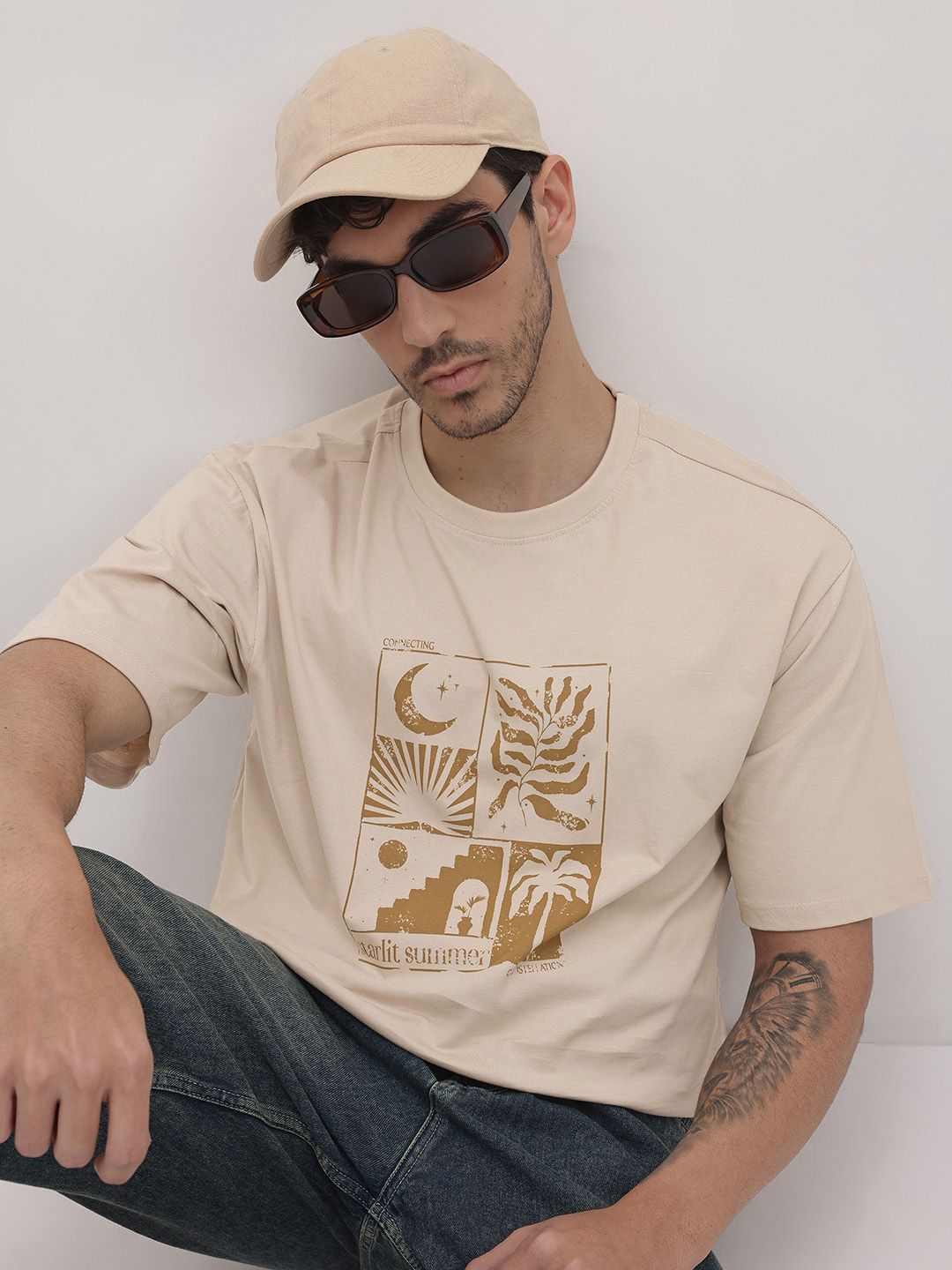 The Roadster Life Co. Conversational Print Pure Cotton T-shirt