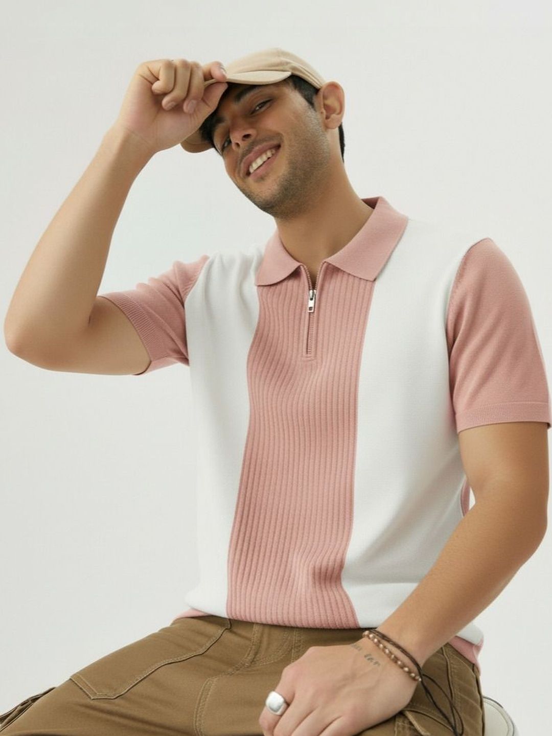 Mobox Men Colourblocked Polo Collar T-shirt