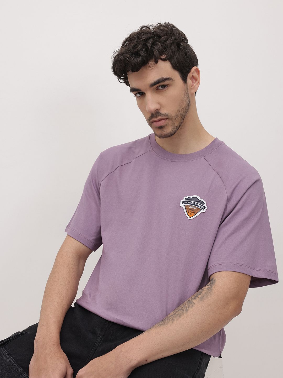 The Roadster Life Co. Applique Detail Pure Cotton T-shirt