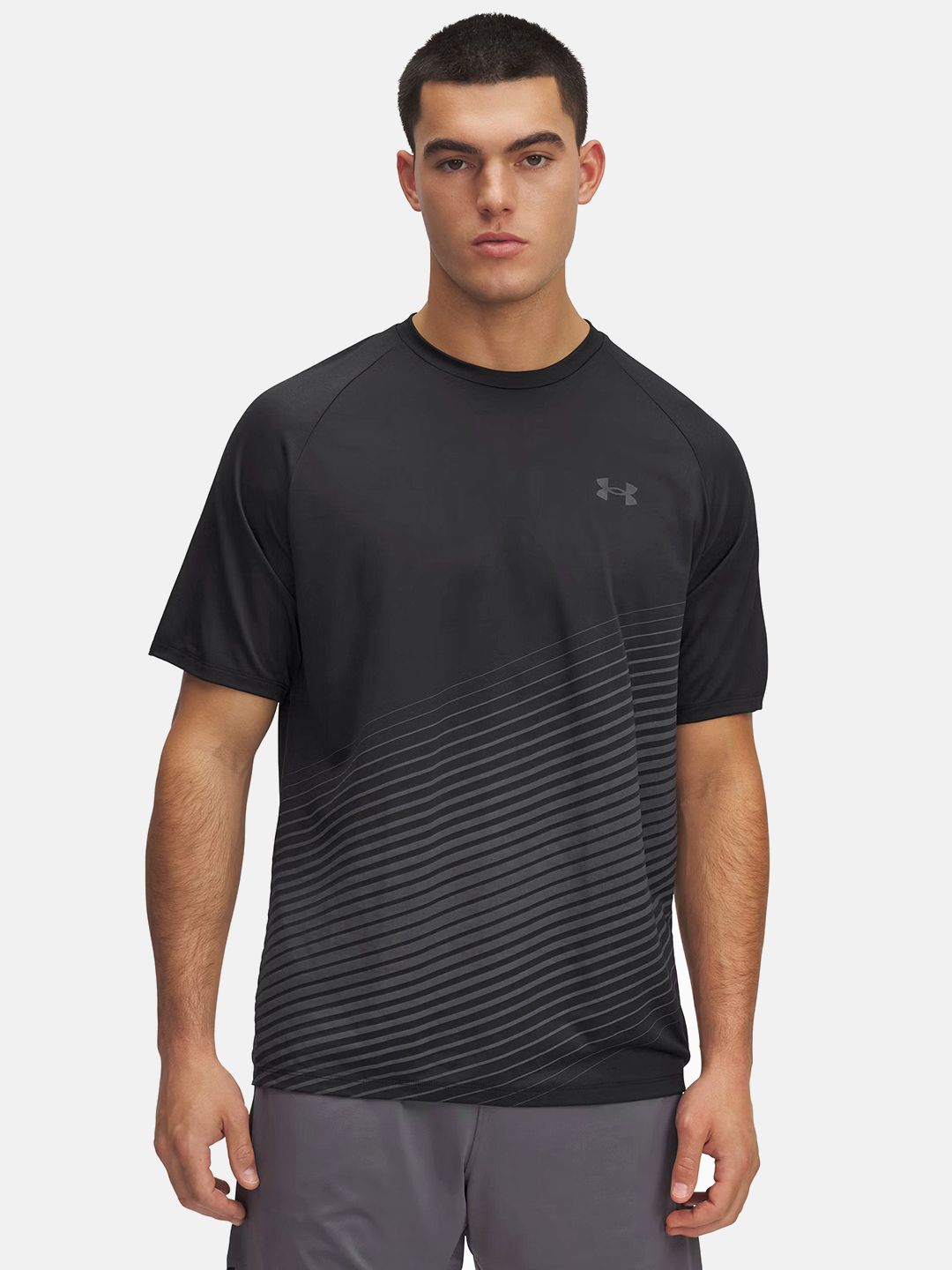 UNDER ARMOUR Brand Logo Striped Tech Faded Training T-shirt