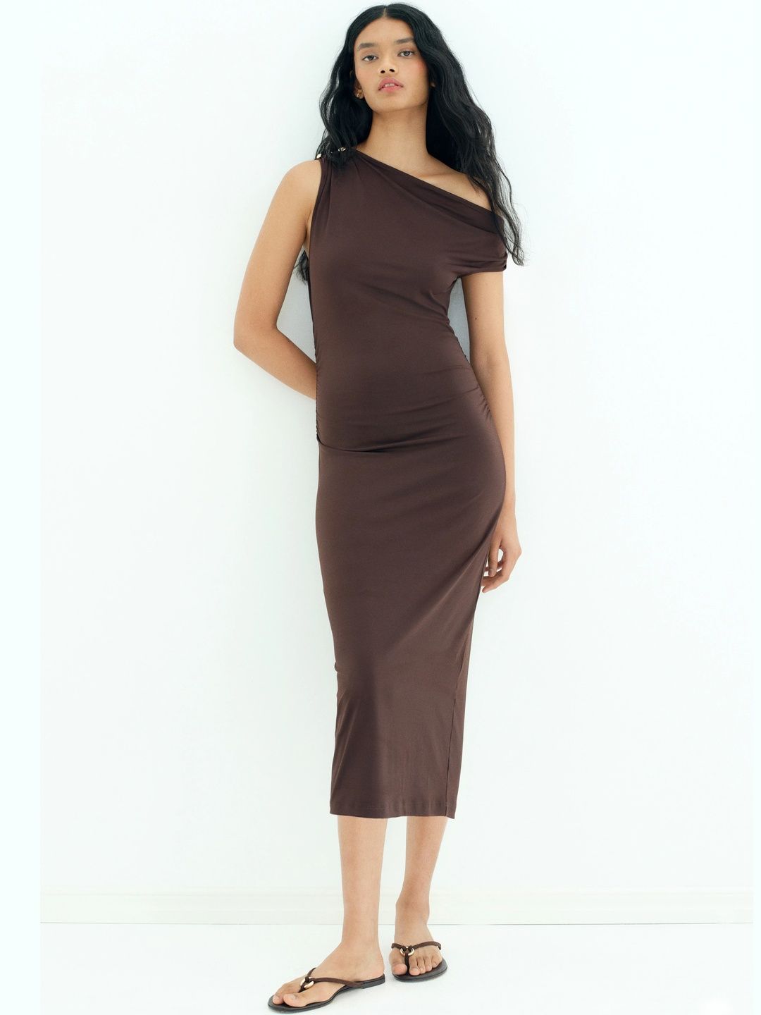 h&m ladies draped one-shoulder dress product info and reviews Ladies - Plum Red Draped One-Shoulder Dress - Size: XL