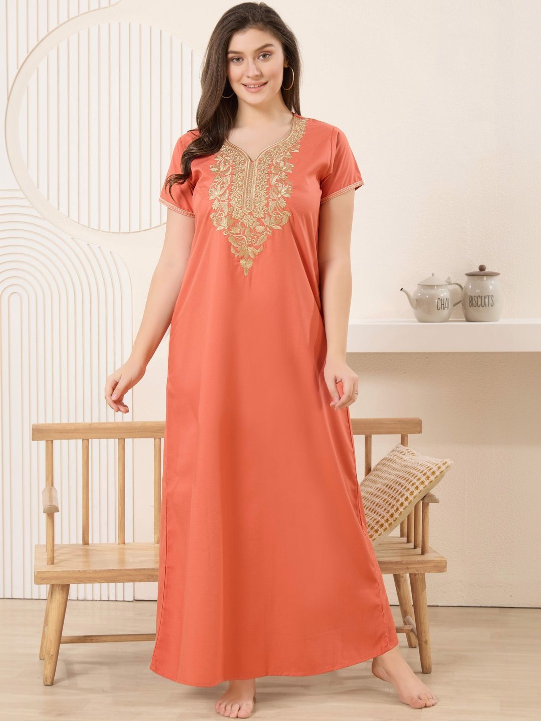 ETC Embroidered Maxi Nightdress