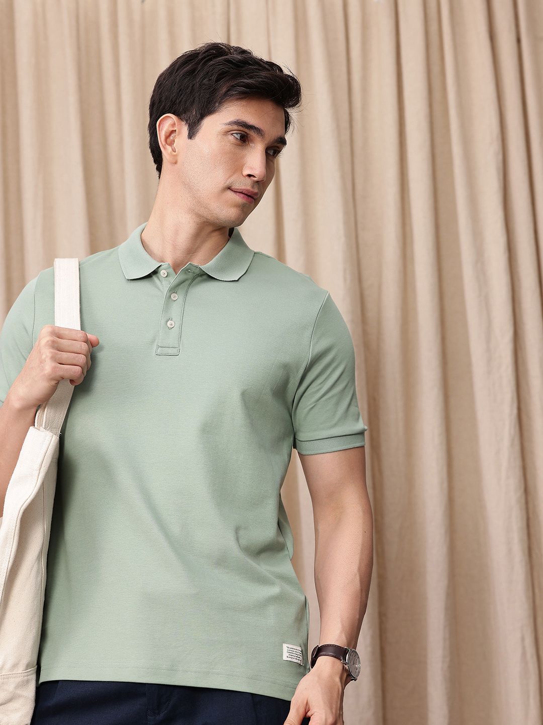 Mr Bowerbird Tailored Fit Polo Collar Pure Cotton T-shirt