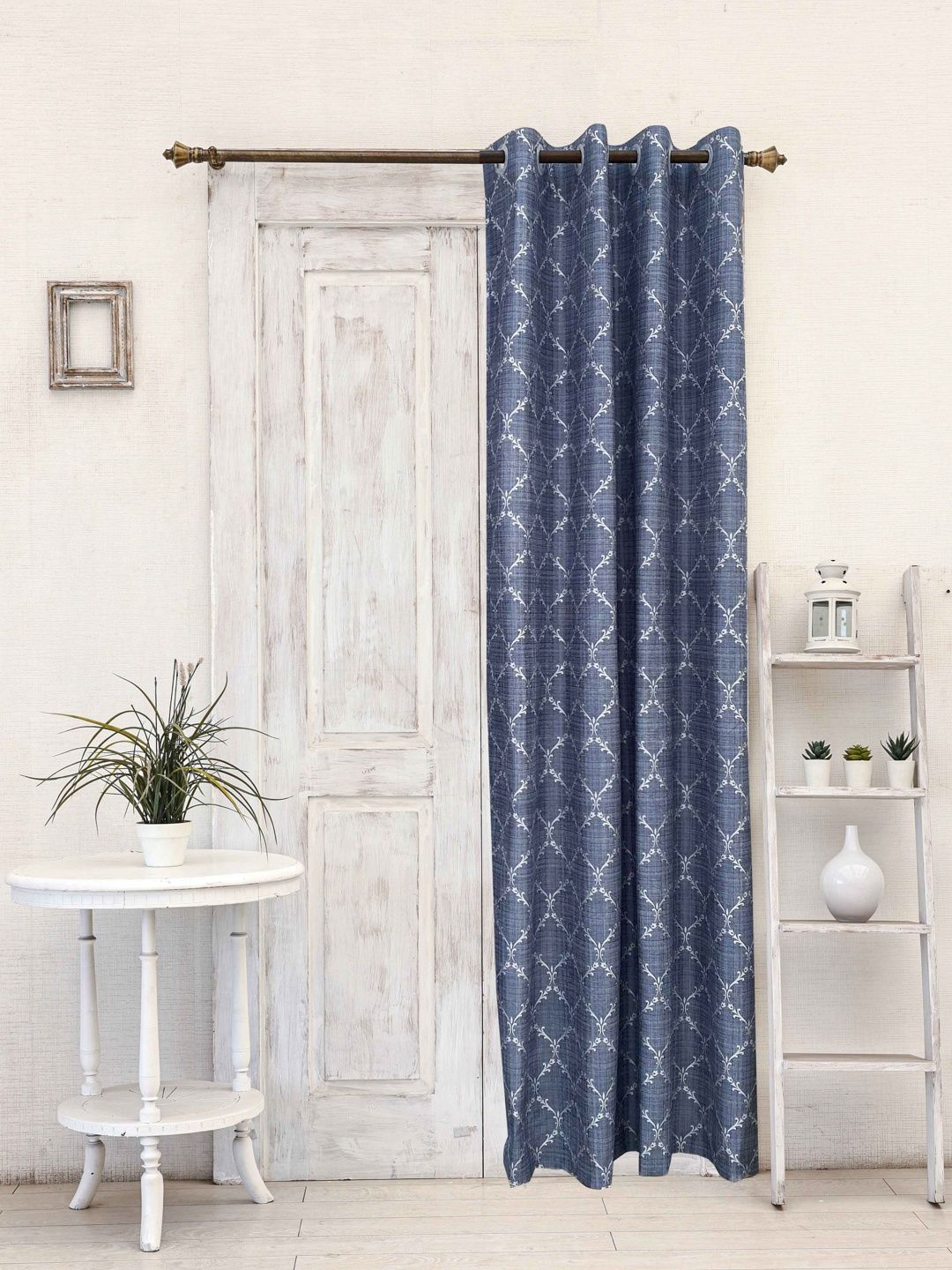 Ariana Blue & Blue Geometric Long Door Curtain