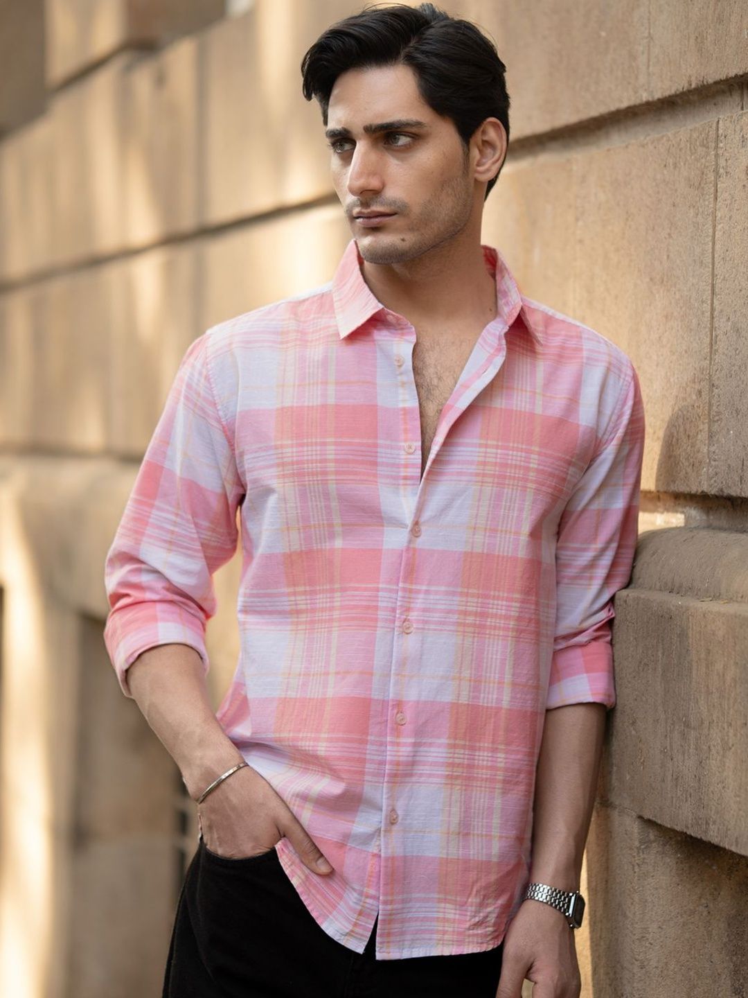 Powerlook Men Tartan Checks Checked Casual Shirt