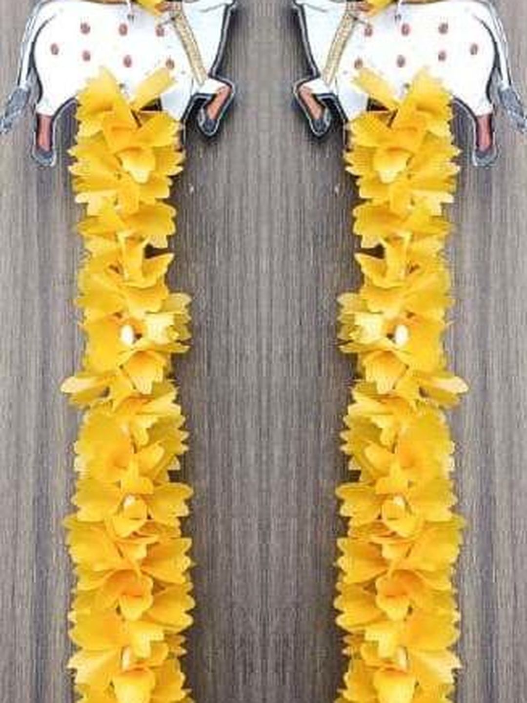 Nutts 2Pcs Pink & Yellow Textured Papergajra Garlands