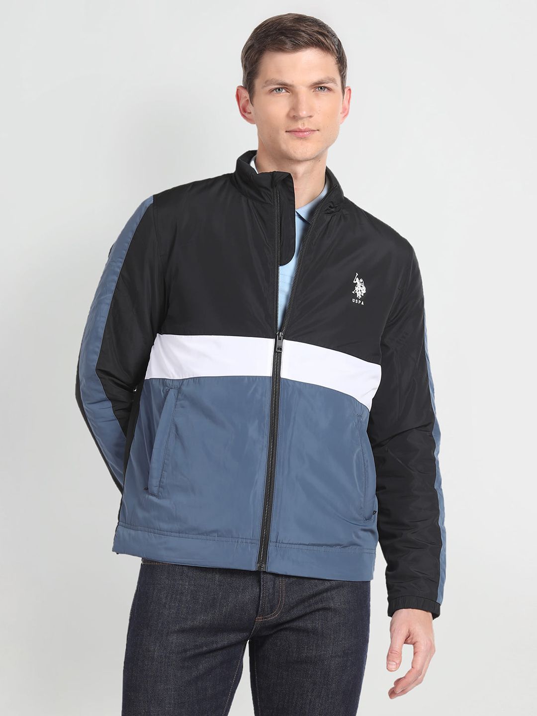 U.S. Polo Assn. Denim Co. Colourblocked Lightweight Tailored Jacket