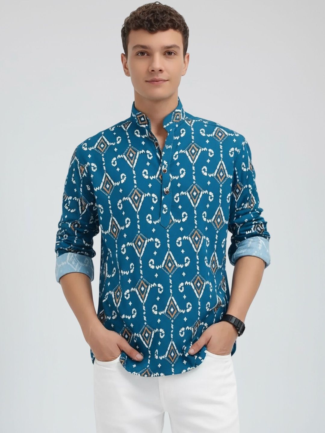 HERE&NOW Men Paisley Thread Work Kurta