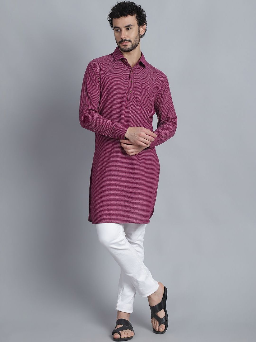 Aarsha Men Striped Pathani Kurta