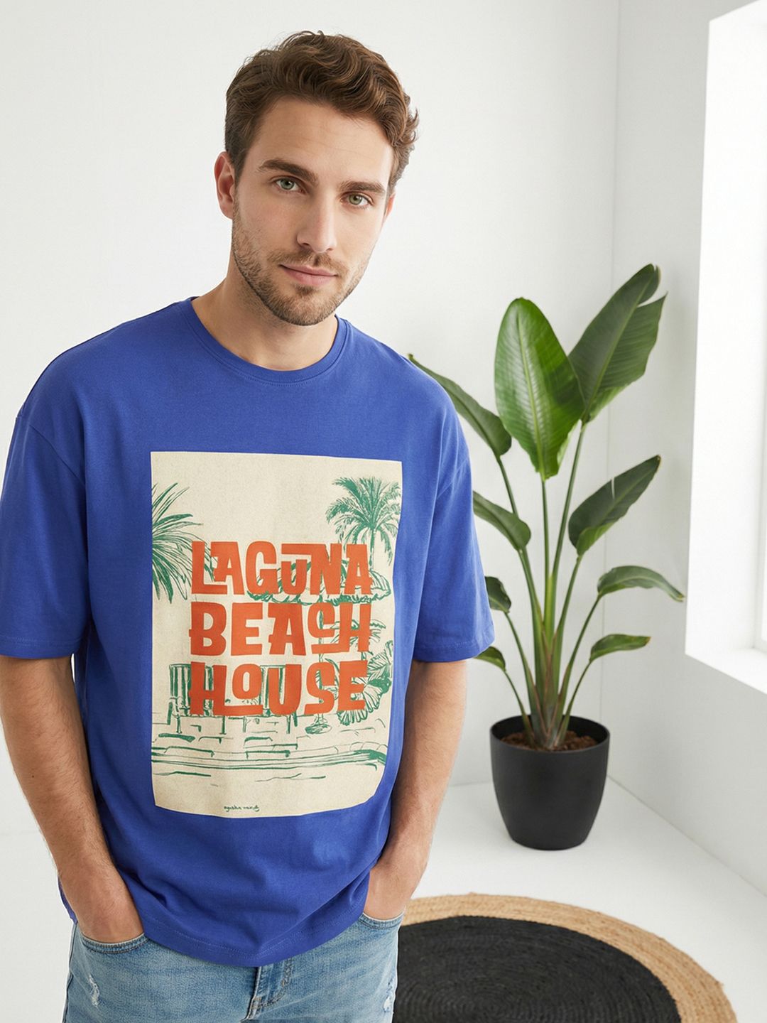 Mast & Harbour Men Printed Pure Cotton T-shirt