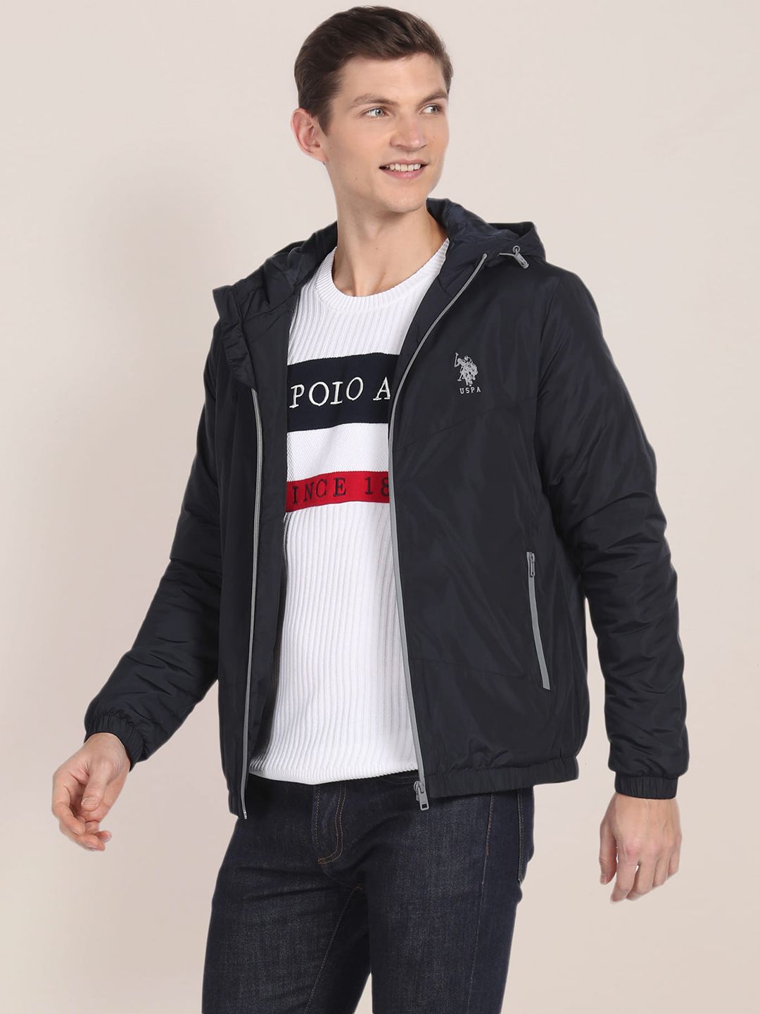 U.S. Polo Assn. Mock Collar Hooded Tailored Jacket