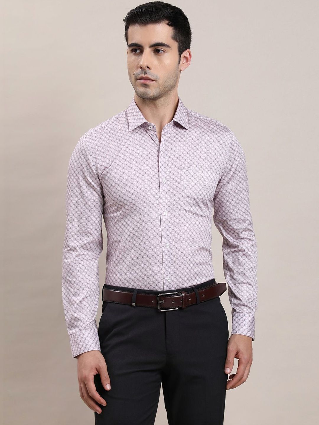 Turtle Men Standard Slim Fit Printed Formal Shirt