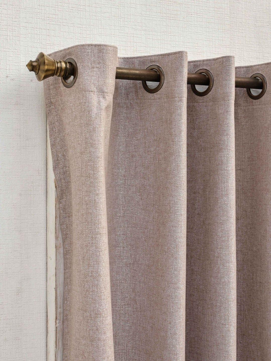 Ariana Ariana Camel Brown & Camel Brown Black Out Long Door Curtain