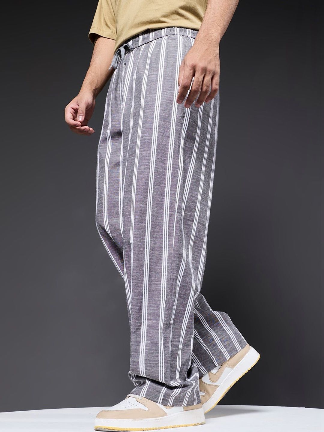 PRONK Striped Mid-Rise Lounge Pants