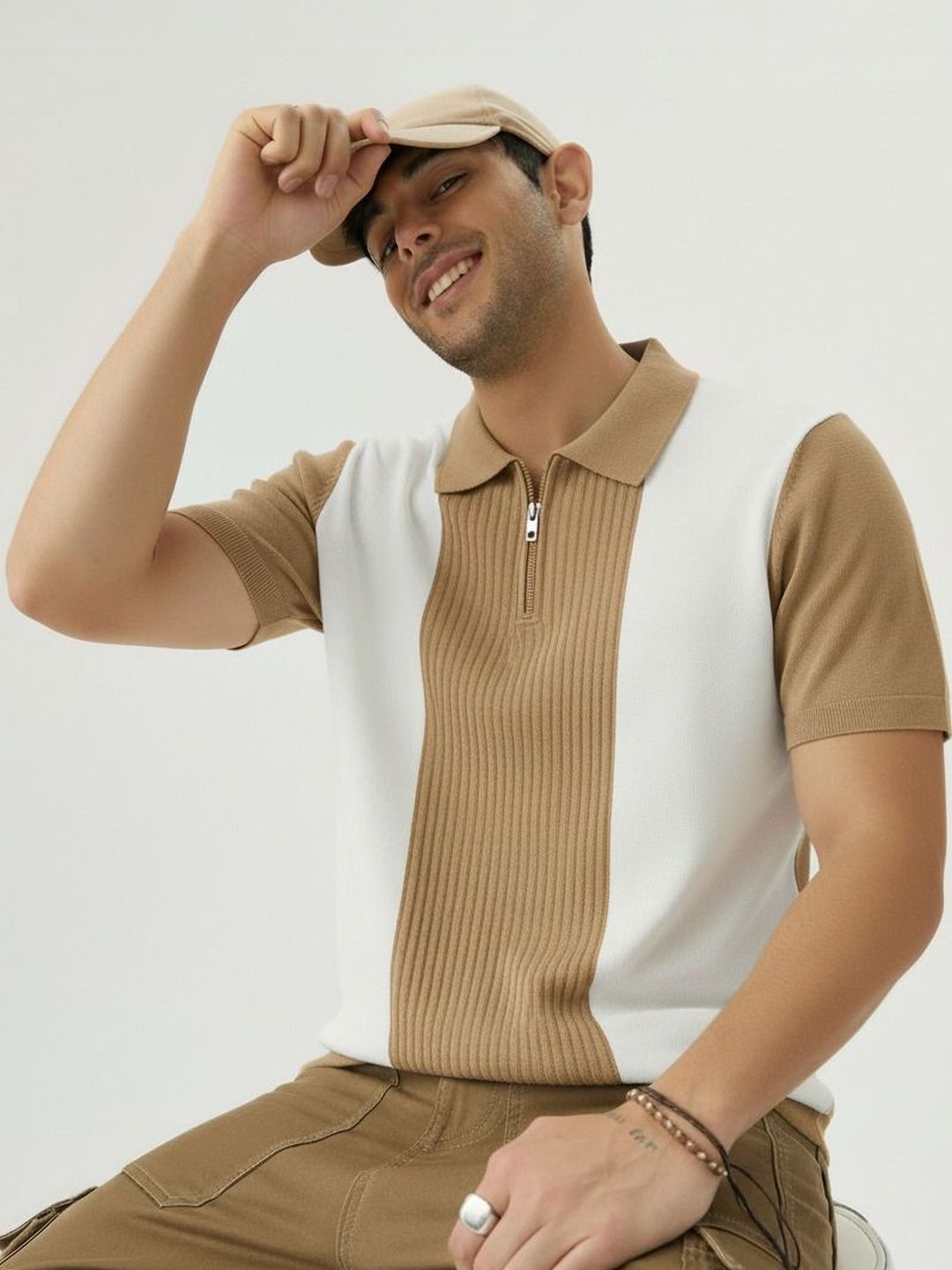 Mobox Men Colourblocked Polo Collar T-shirt
