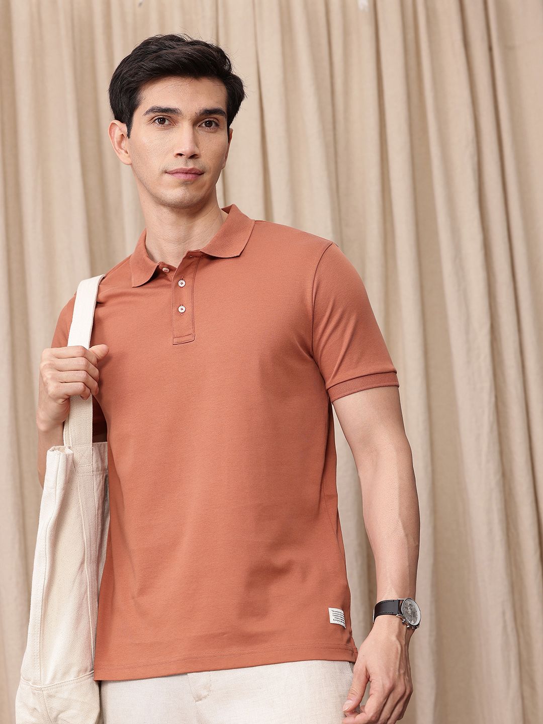 Mr Bowerbird Pure Cotton Tailored Fit Polo Collar T-shirt
