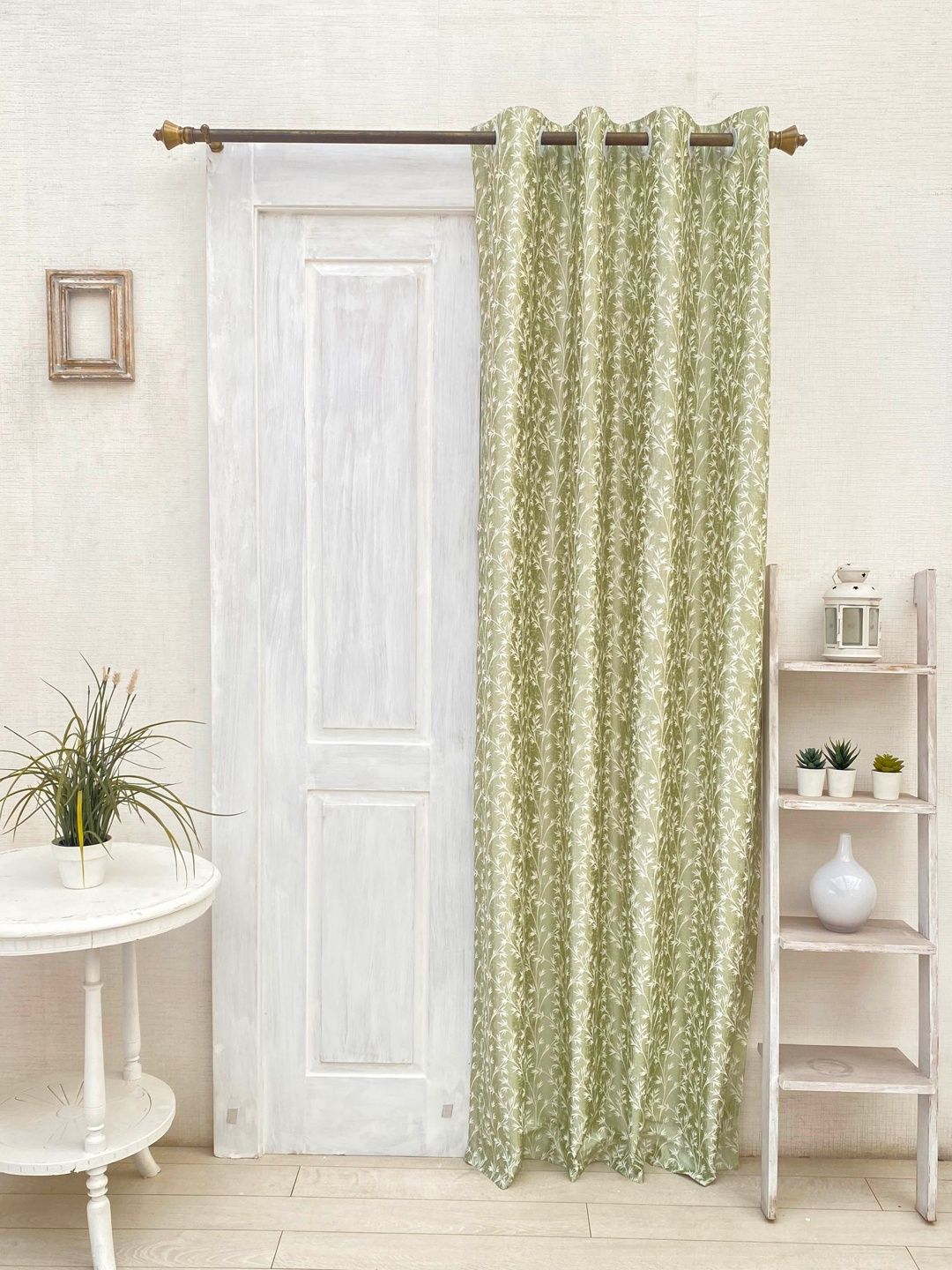 Ariana Grey & Grey Floral Door Curtain