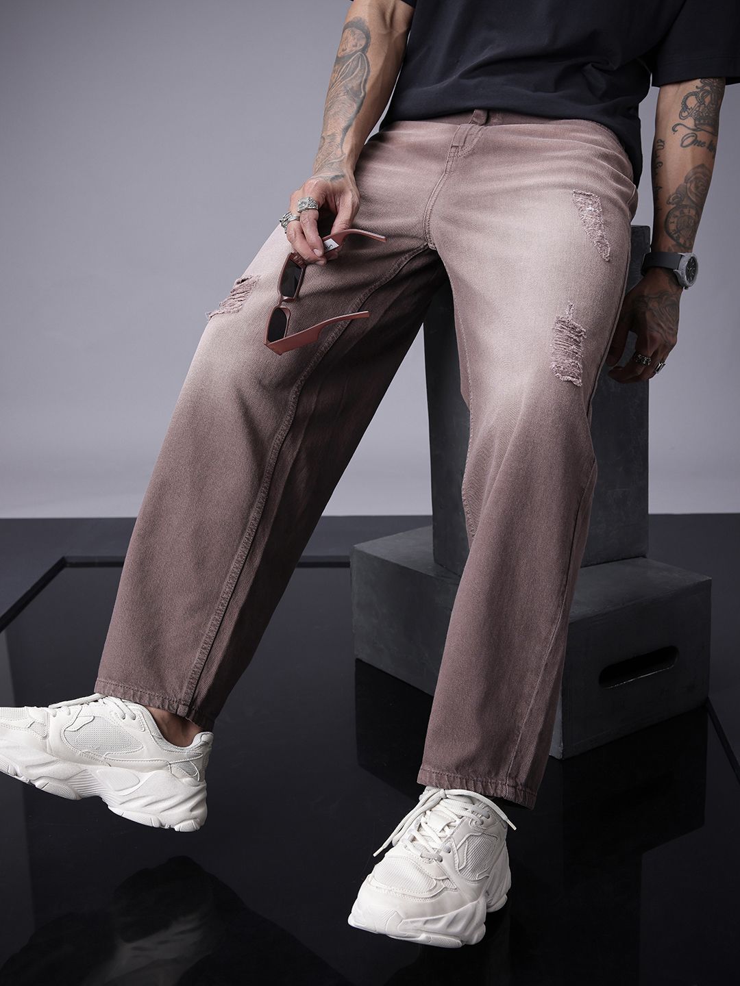 SOKO STREET Men Relaxed Fit Mid-Rise Highly Distressed Non-Stretchable Pure Cotton Jeans