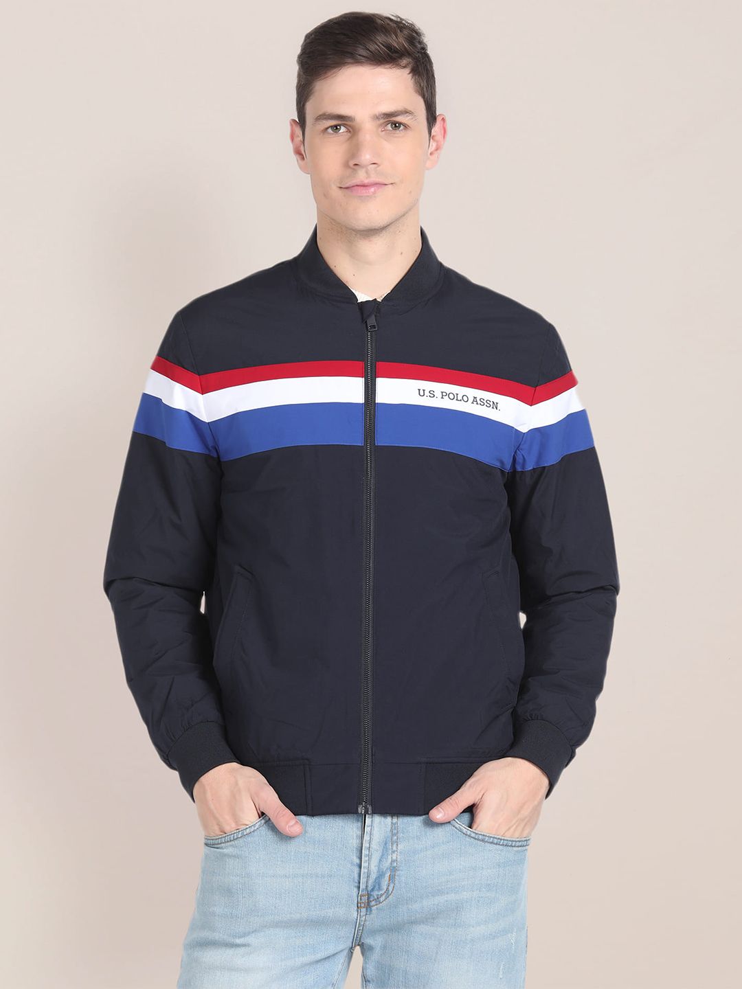 U.S. Polo Assn. Striped Lightweight Bomber Jacket
