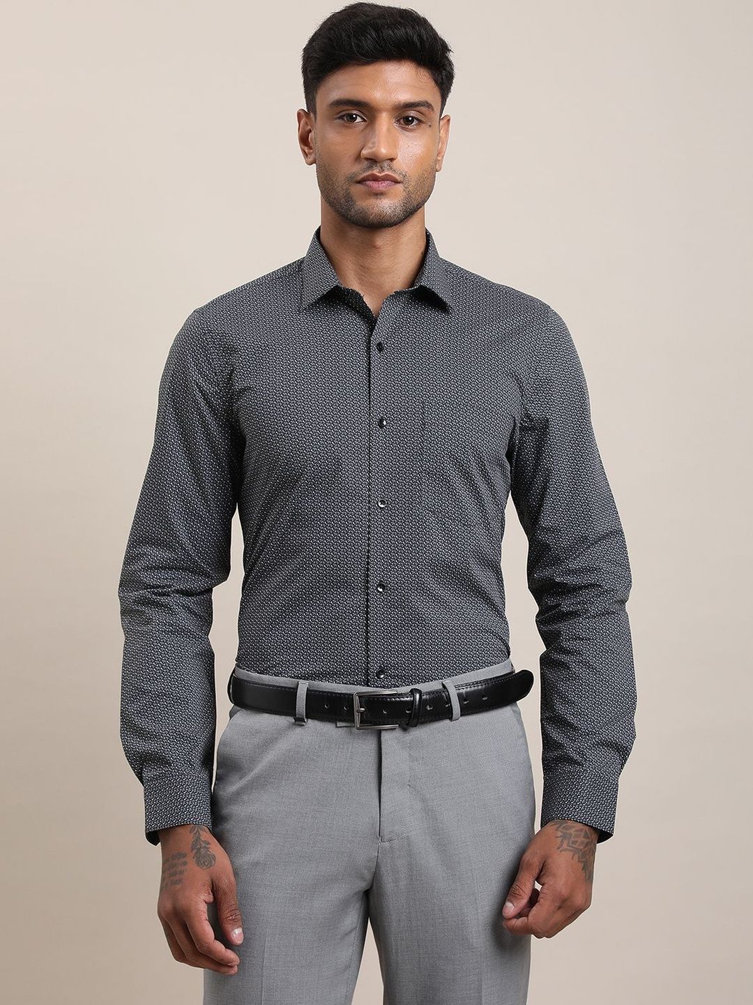 Turtle Men Standard Slim Fit Printed Semiformal Shirt