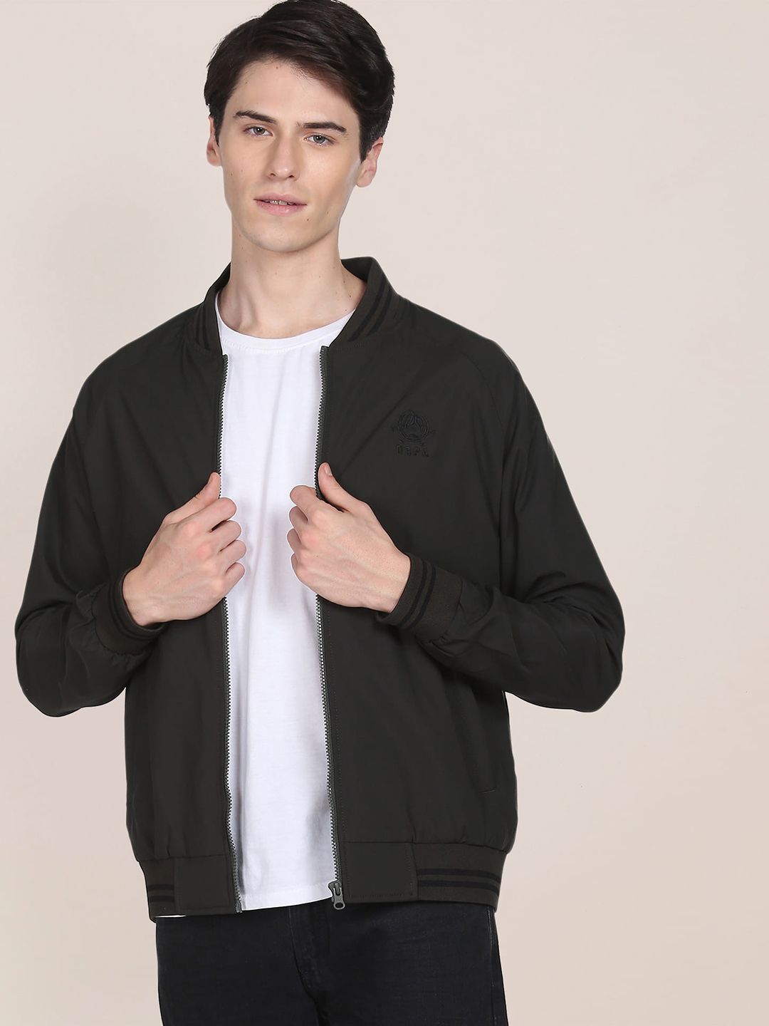 U.S. Polo Assn. U S Polo Assn Men Solid Varsity Jacket