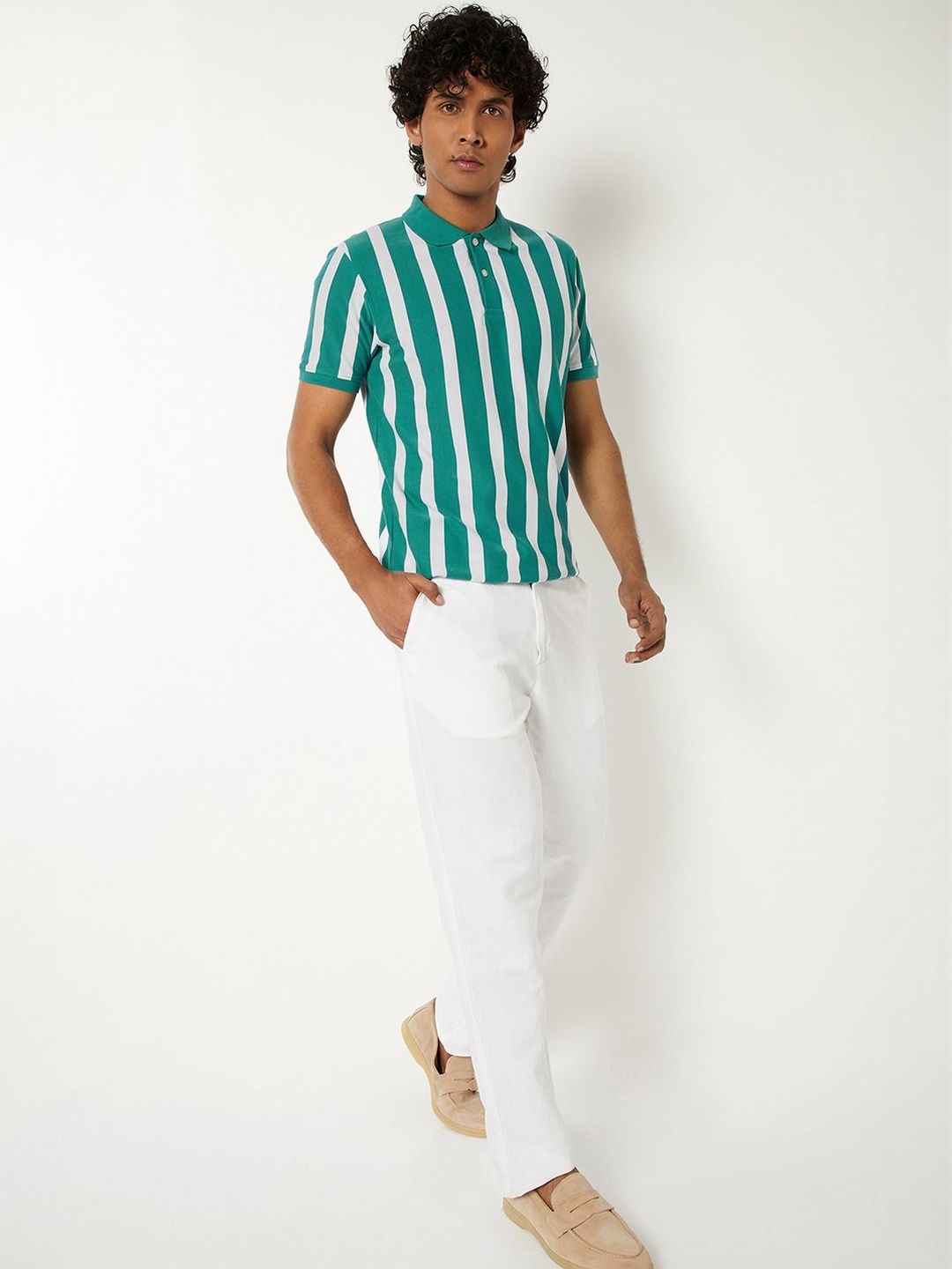 max Men Striped Polo Collar T-shirt
