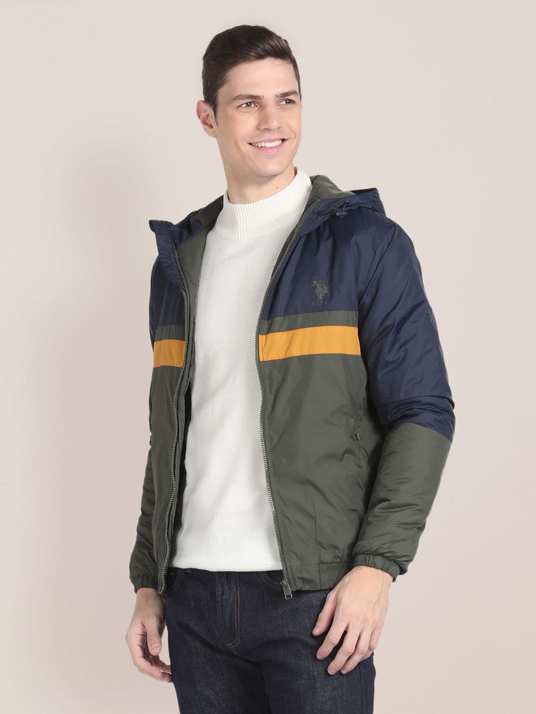 U.S. Polo Assn. Colourblocked Lightweight Bomber Jacket