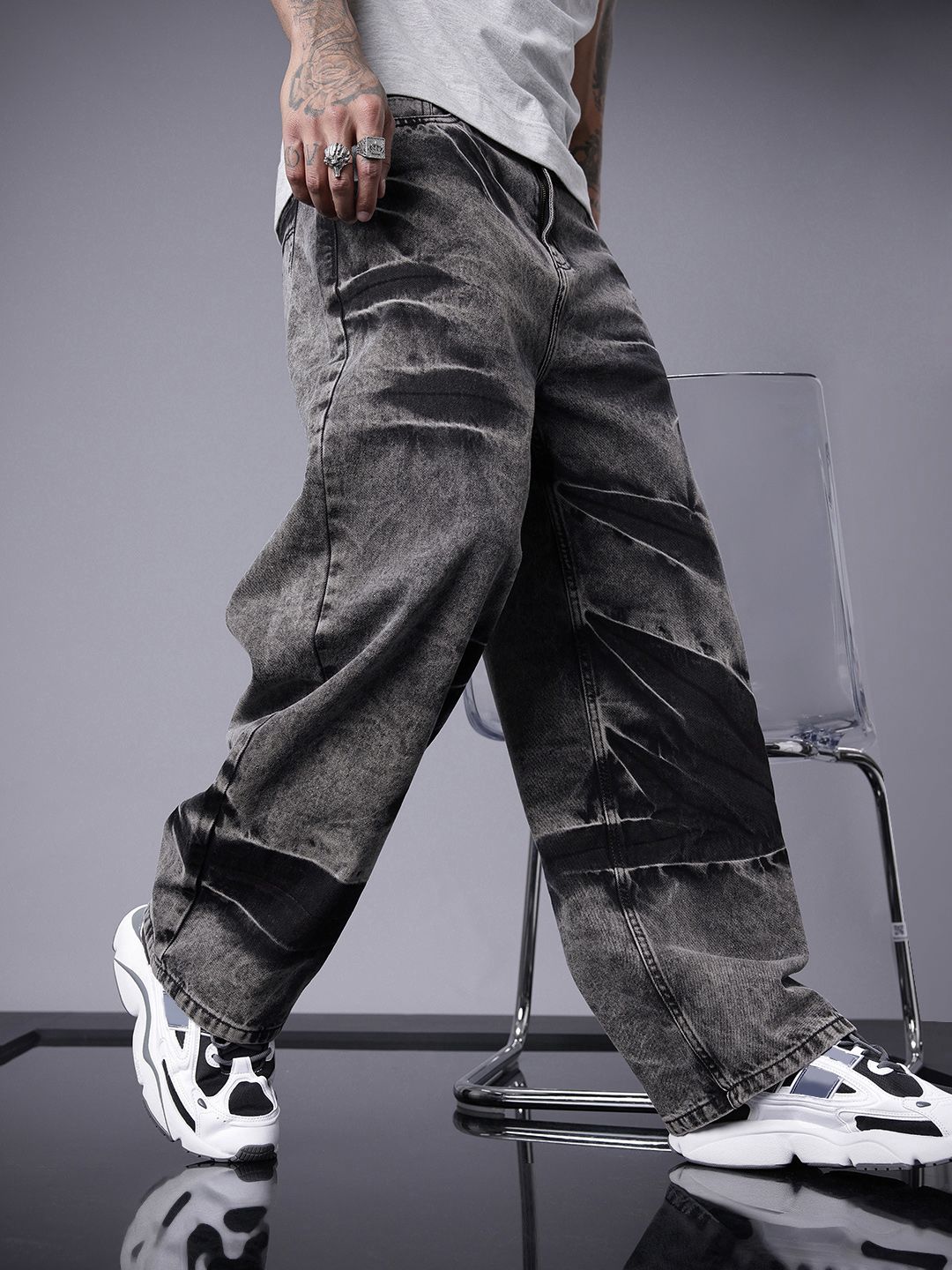 SOKO STREET Men Pure Cotton Relaxed Fit Heavy Fade Jeans