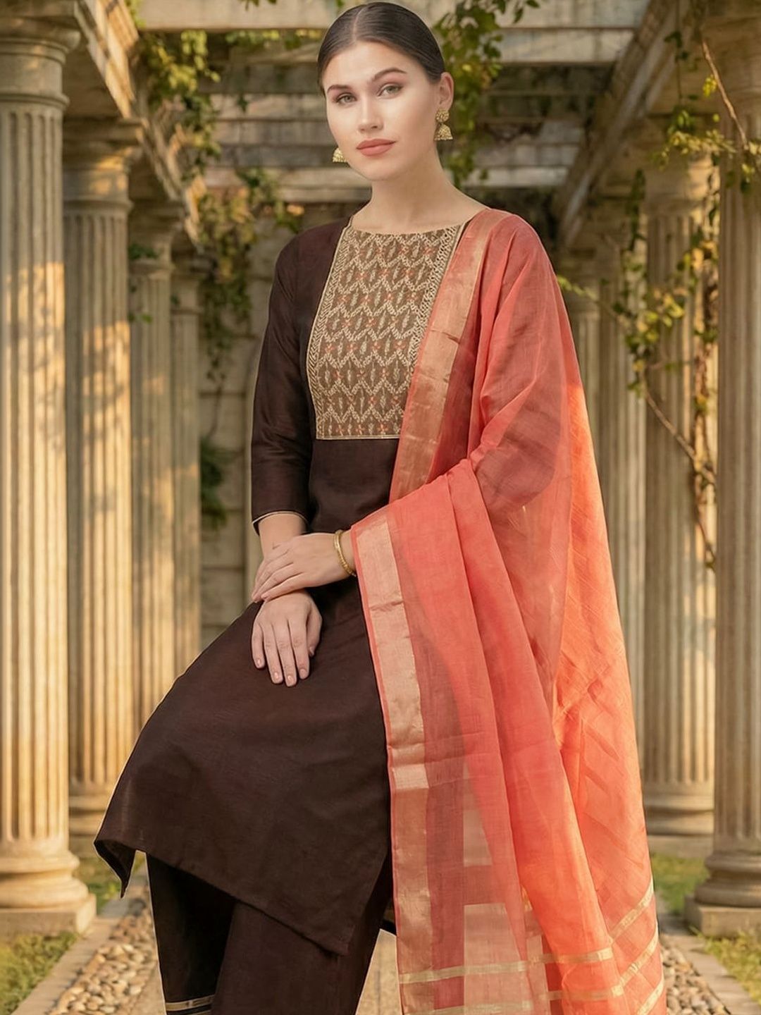 Indo Era Woven Design Dupatta with Zari