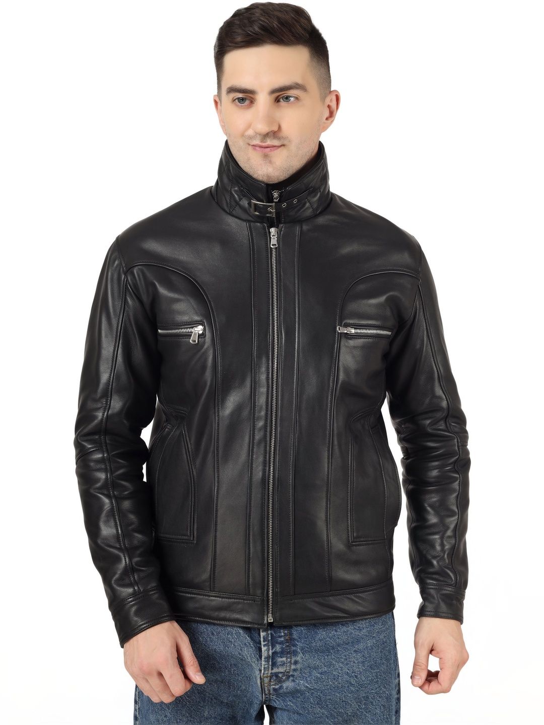 Charmshilp Men Leather Windcheater Outdoor Leather Jacket